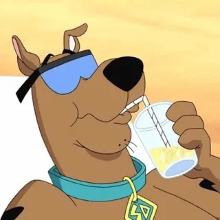 🐶 Scooby-Doo dog, cartoon, scooby-doo, drinking, sunglasses telegram sticker
