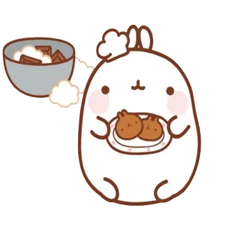 😶 coniglio, cartoni animati, cibo, carino, personaggio, kawaii, chef whatsapp sticker