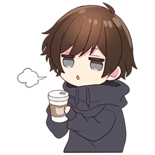 ☕️ Anime, Kawa, Słodkie, Chibi, Kreskówka, Zrelaksowany telegram sticker