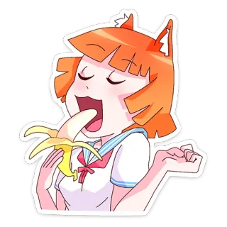 😋 动漫, 女孩, 香蕉, 食物, 角色, 卡通 telegram sticker
