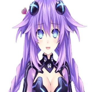 💜 Purple Heart Hyperdimension Neptunia Anime, Jeu vidéo, Cheveux violets, Personnage, Femme telegram sticker