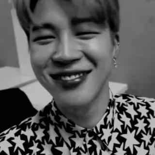 ♟ Jimin Jimin, BTS, K-pop, singer, smile, man, black and white telegram sticker