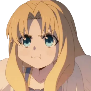 😕 anime, cartoon, cute, expression, face, blonde, girl telegram sticker