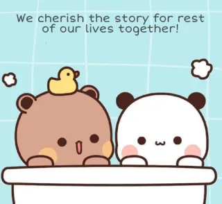 ❤️ We cherish the story for rest of our lives together! ours, amour, mignon, relation, animaux telegram sticker