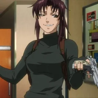 🤷‍♀ Revy Black Lagoon Anime, Waffe, Frau, Pistole, Action whatsapp sticker