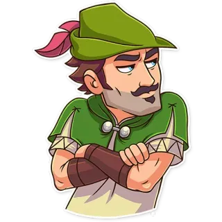 😒 Robin Hood Robin Hood, archer, medieval, hero, forest, green, cartoon, character telegram sticker