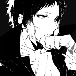 🐈‍⬛️ Anime, Manga, Retrato, Monocromo, Hombre, Dibujo telegram sticker