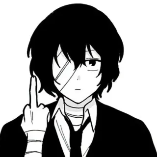 🖕 Dazai Osamu Bungou Stray Dogs Anime, Manga, Dazai, Osamu, Bungou Stray Dogs, Doigt d'honneur telegram sticker