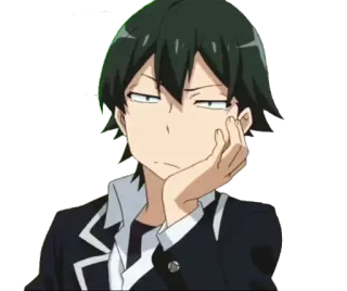 😒 Hachiman Hikigaya My Teen Romantic Comedy SNAFU anime, personagem, entediado, adolescente, romântico, comédia telegram sticker