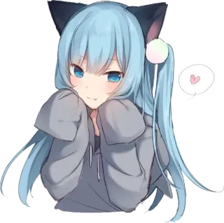 😘 Anime, Nữ mèo, Dễ thương, Kawaii, Neko, Trái tim telegram sticker