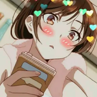 ❤️ Anime, Fille, Coeurs, Mignon, Rougir telegram sticker
