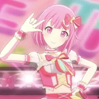 🤟 anime, girl, pink hair, cartoon, cute, idol whatsapp sticker