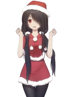 😊 Ragazza anime, Natale, Cappello da Babbo Natale, Cartone animato, Carino, Kawaii, Outfit natalizio telegram sticker
