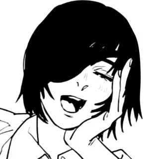 😊 Himeno Chainsaw Man anime, manga, woman, happy, black hair, expression telegram sticker