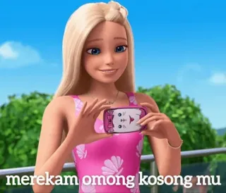 😆 Barbie merekam omong kosong mu Barbie, Kartun, Meme, Telepon, Rekaman telegram sticker