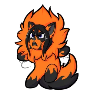 😡 Fellwesen, Cartoon, Tier, Orange, Schwarz telegram sticker