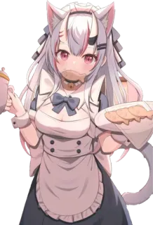😃 fille chat, メイド (maid), animé, mignon, kawaii, manga, nourriture telegram sticker