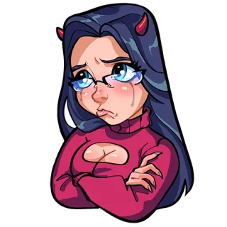 🥺 Anime, Kartun, Sedih, Tanduk, Gadis telegram sticker