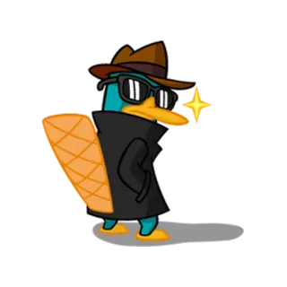 😌 Perry the Platypus Phineas and Ferb Perry l'ornitorinco, Phineas e Ferb, Agente P, cartone animato, ornitorinco, spia telegram sticker