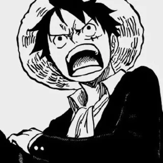 ➖ Luffy One Piece Anime, Manga, One Piece, Luffy, Chapeau de paille, En colère, Dessin animé telegram sticker