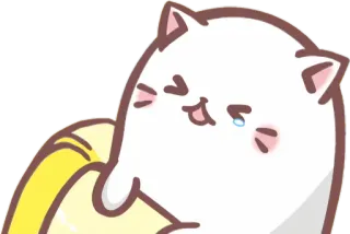 😝 고양이, 바나나, 귀여운, 스티커, 카와이 telegram sticker