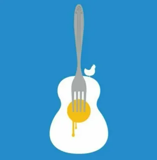 🎵 guitare, fourchette, oeuf, petit déjeuner, poulet, nourriture, musique telegram sticker