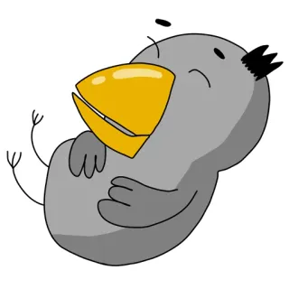 😄 ptak, uroczy, kreskówka, zwierzę, szary, żółty telegram sticker