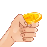 💸 Telegram hand, holding, coin, gold, money, telegram, icon telegram sticker