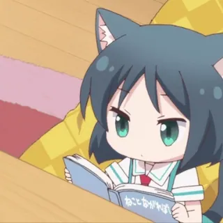🤔 ねことかげめ アニメ, 漫画, 猫耳, 読書, 本, かわいい, 可愛い whatsapp sticker
