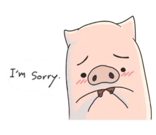 🙏 I'm Sorry. maaf, imut, permintaan maaf, babi kartun, babi, sedih, pemaafan telegram sticker