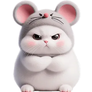 😠 แมว, หนู, โกรธ, น่ารัก, สัตว์, การ์ตูน, ดิจิทัลอาร์ต whatsapp sticker
