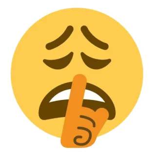 😩 emoji, shh, silence, quiet, finger, lips telegram sticker