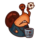 😠 I LOVE COFFEE coffee, snail, love, cartoon telegram sticker