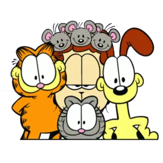👨‍👩‍👧‍👦 Garfield comic, cat, dog, animals, cartoon whatsapp sticker