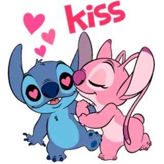 😘 Stitch Cartoon, Liebe, Kuss, Animation, Disney, Engel telegram sticker