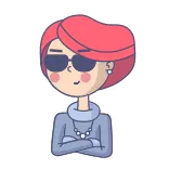 😉 kobieta, kreskówka, okulary przeciwsłoneczne, styl, nastawienie, ilustracja telegram sticker