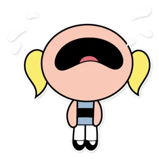 😢 Bubbles Powerpuff Girls triste, piangere, cartoni animati, ragazza, giallo telegram sticker