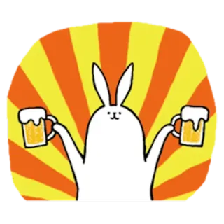 🍻 lapin, bière, animal, boisson, dessin animé, boisson whatsapp sticker