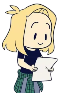 😊 cartoon, character, illustration, blonde hair, paper, drawing telegram sticker