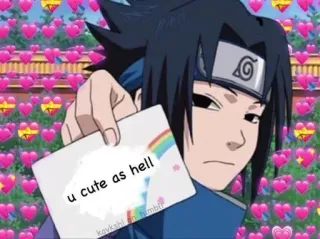 💖 Sasuke Uchiha Naruto u cute as hell mignon, animé, dessin animé, Sasuke, Naruto, enfer, amour, coeurs telegram sticker