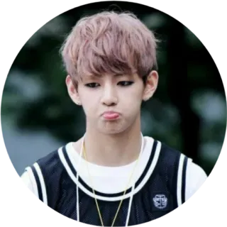 😔 kpop, bts, v, zanger, aziatisch, man whatsapp sticker