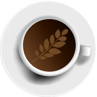 🌿 coffee, drink, beverage, cup, leaf, brown, white, caffeine telegram sticker