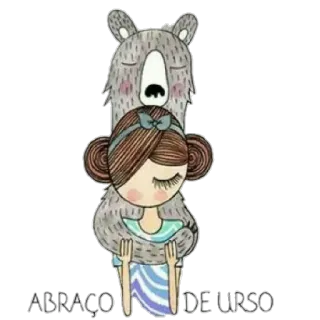 🐻 ABRAÇO DE URSO orso, abbraccio, ragazza, abbraccio, carino, cartone animato, illustrazione telegram sticker