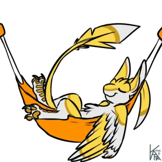 💤 dragão, desenho animado, relaxante, rede, amarelo, branco, animal, fofo telegram sticker
