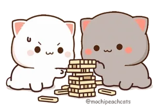 🤨 gato, pegatina, juego, lindo, torre, jenga, kawaii telegram sticker