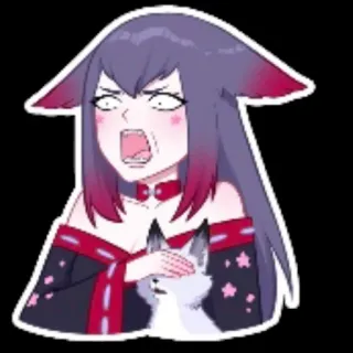 😱 Anime, Manga, Fille renard, Kawaii, Mignon, Réaction, Embarrassé(e), Fille anime telegram sticker
