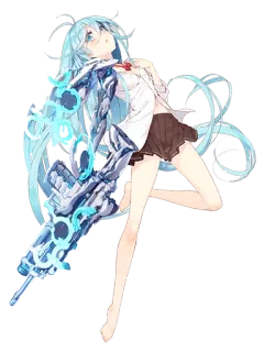 😏 Anime, Garota, Arma, Ficção Científica, Futurista, Uniforme escolar telegram sticker