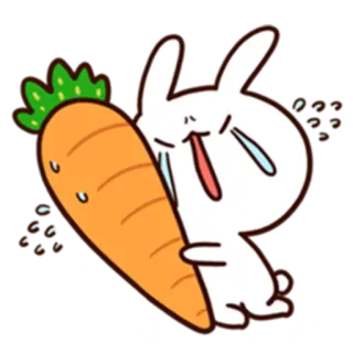 😭 Hase, Kaninchen, Karotte, Cartoon, Niedlich, Sticker, Kawaii telegram sticker