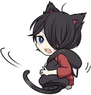 😠 고양이소년, 치비, 애니메이션, 귀여운, 고양이 귀, 귀여운 telegram sticker