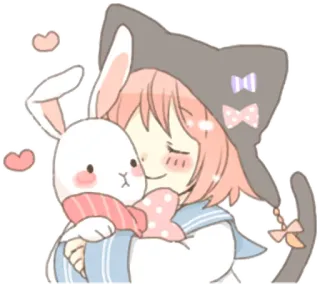 🤗 Anime, Orelhas de gato, Coelho, Fofo, Kawaii, Adesivo telegram sticker